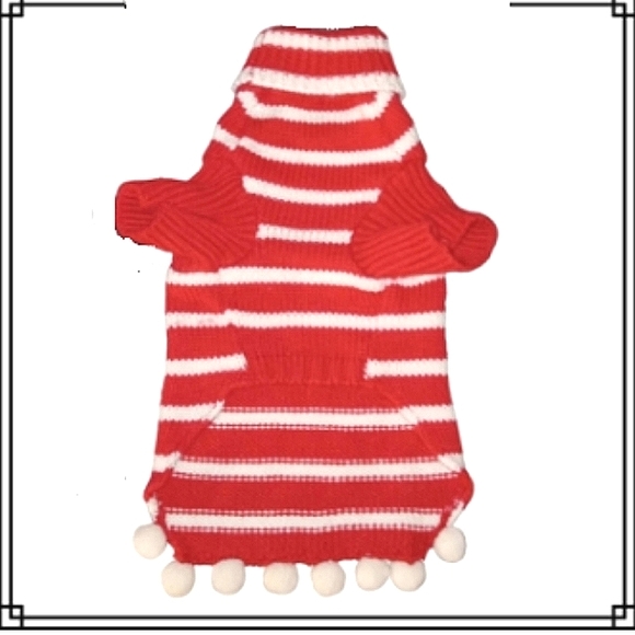 Dicken's Closet Red & White Striped Christmas Turtleneck Dog Sweater SM Breed - Picture 5 of 6